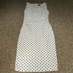 CHAPS black & white polka dot sheath dress